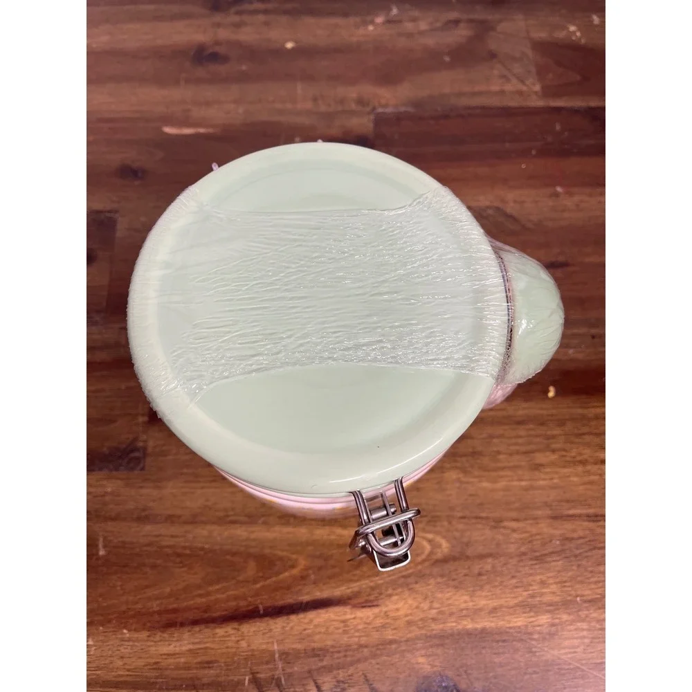 The Pioneer Woman Floral Trellis Stoneware‎ Canister with Scoop Mint Green Lid